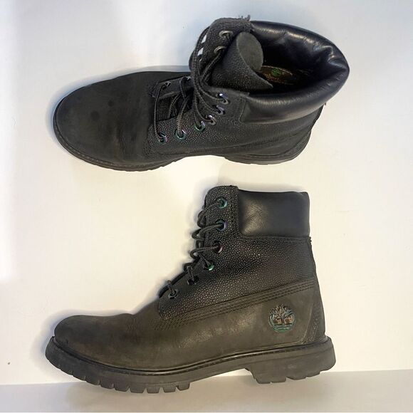 Timberland Naughty Black Boots - Women 6.5 - Limited Edition Grunge Punk Combat - Picture 1 of 9